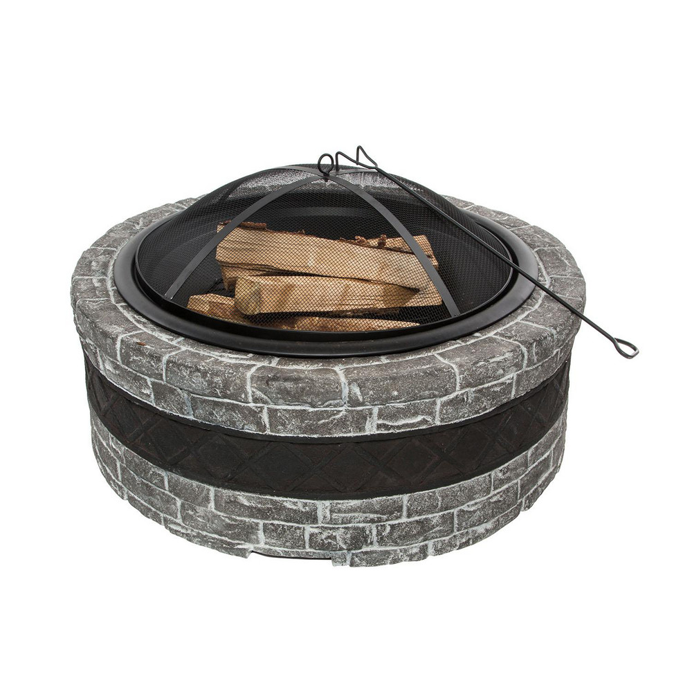 SnowJoe Wood-Burning Firepits: 35, Gray, Black - SJFP35-CS-STN