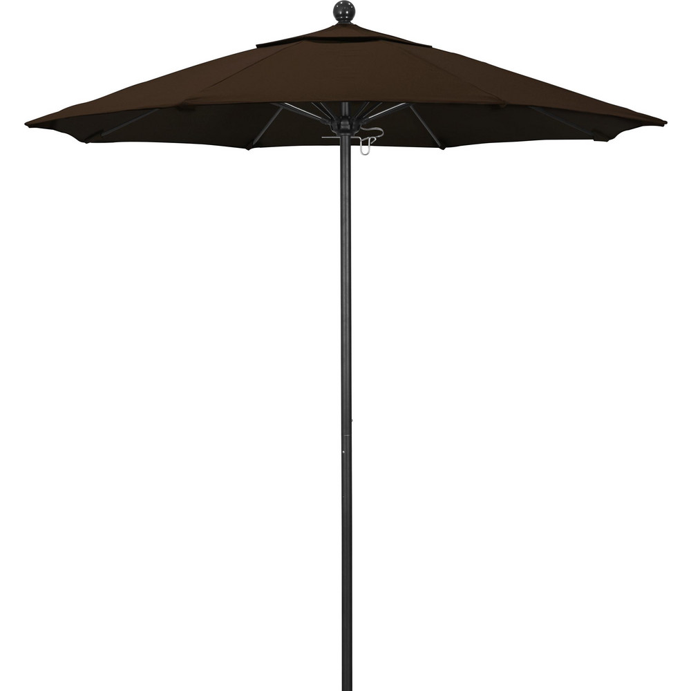 California Umbrella Patio Umbrella: 90" Dia, 8' High, Pacifica, Mocha, Aluminum Frame - 194061620670