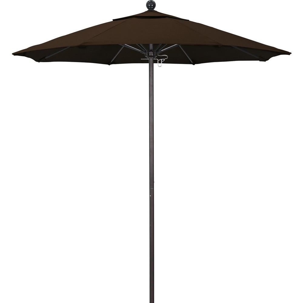 California Umbrella Patio Umbrella: 90" Dia, 8' High, Pacifica, Mocha, Aluminum Frame - 194061620670