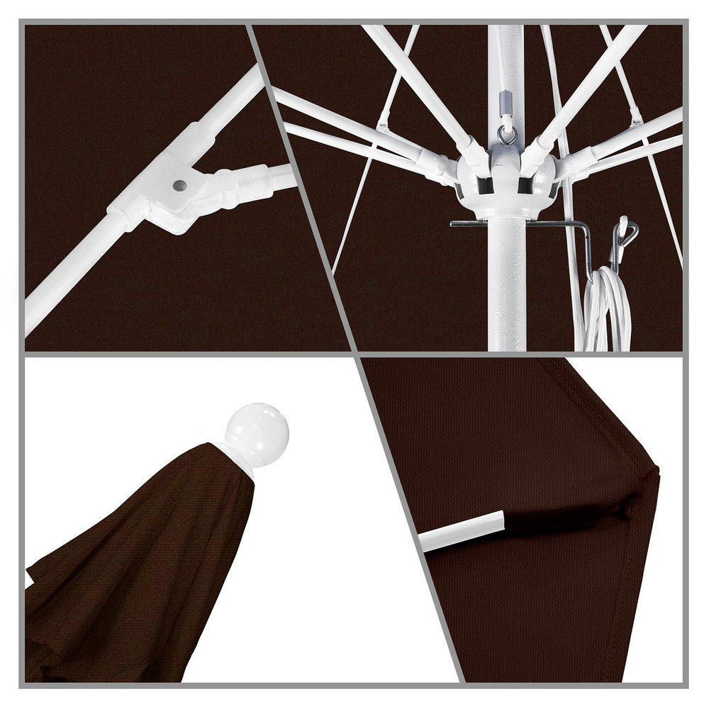 California Umbrella Patio Umbrella: 90" Dia, 8' High, Pacifica, Mocha, Aluminum Frame - 194061620670