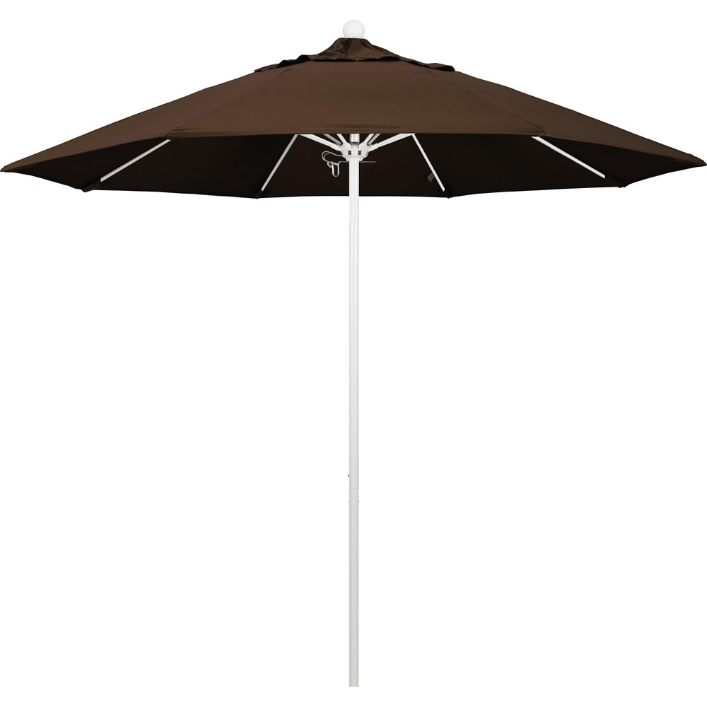 California Umbrella Patio Umbrella: 90" Dia, 8' High, Pacifica, Mocha, Aluminum Frame - 194061620670