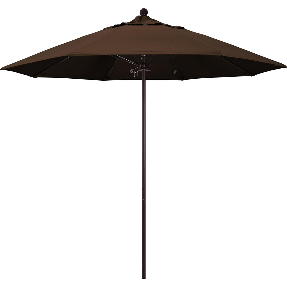 California Umbrella Patio Umbrella: 90" Dia, 8' High, Pacifica, Mocha, Aluminum Frame - 194061620670
