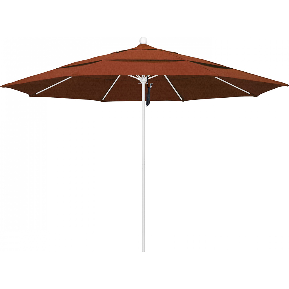 California Umbrella Patio Umbrella: 132" Dia, 11' High, Solution Dyed Polyester, Terracotta, Aluminum & Fiberglass Frame - 194061357644