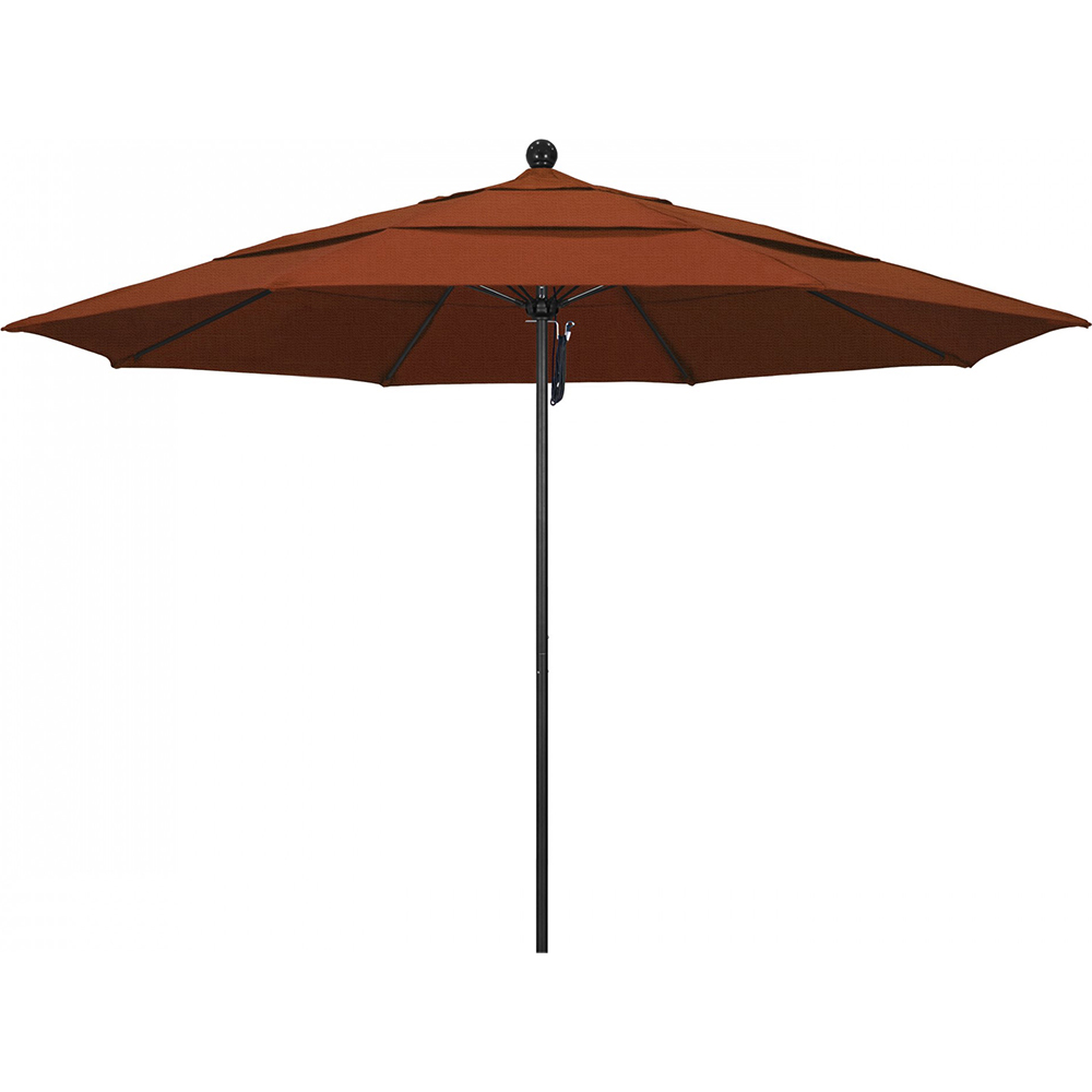 California Umbrella Patio Umbrella: 132" Dia, 11' High, Solution Dyed Polyester, Terracotta, Aluminum & Fiberglass Frame - 194061357644