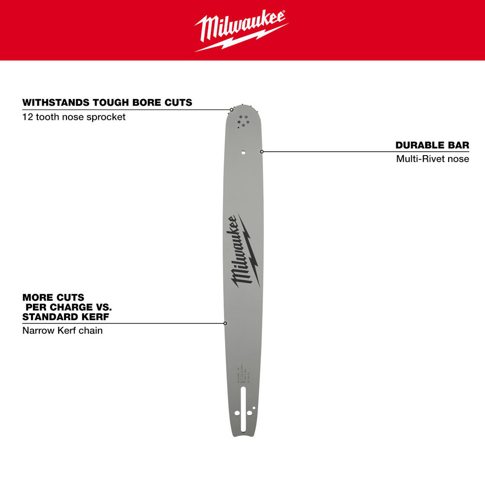 Milwaukee Tool Outdoor Power Equipment Accessories: Accessory Type: Guide Bar; For Use With: M18 FUEL™ 20" Dual Battery Chainsaw - 49-16-2755