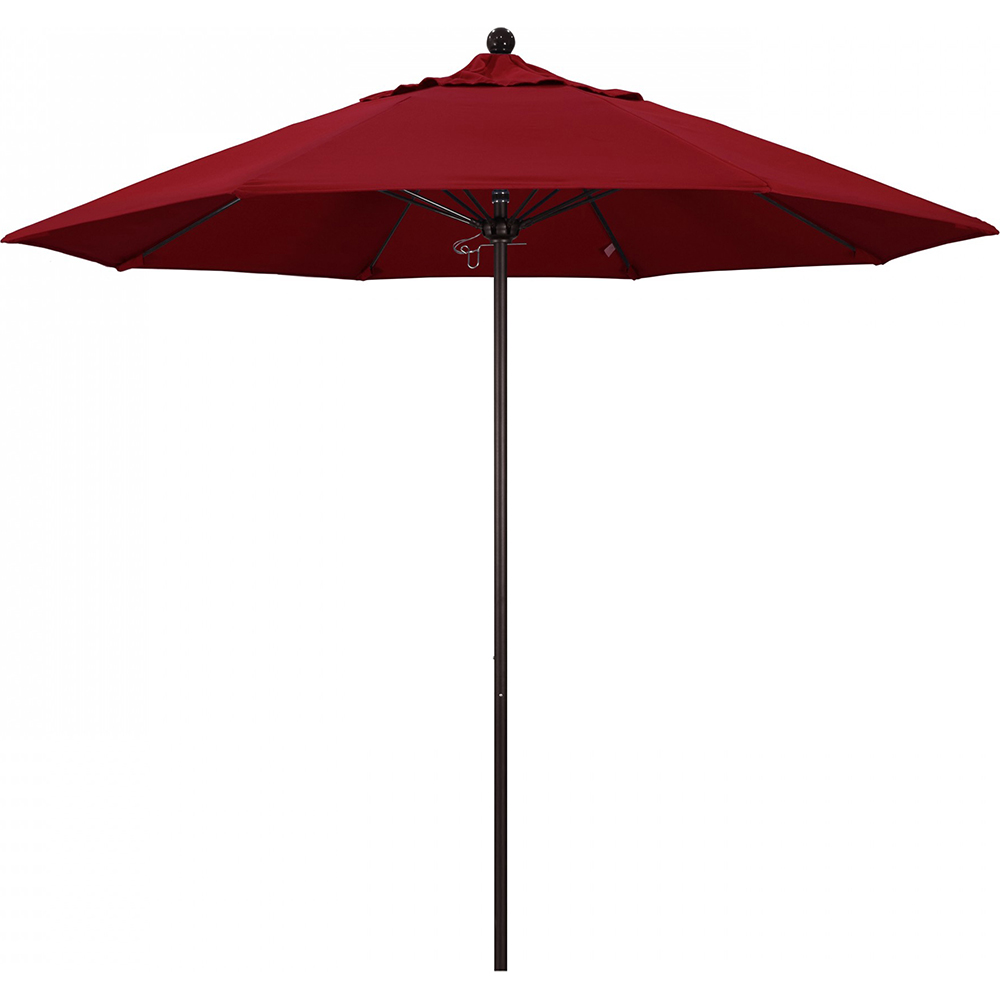 California Umbrella Patio Umbrella: 132" Dia, 11' High, Solution Dyed Polyester, Red, Aluminum & Fiberglass Frame - 194061357361