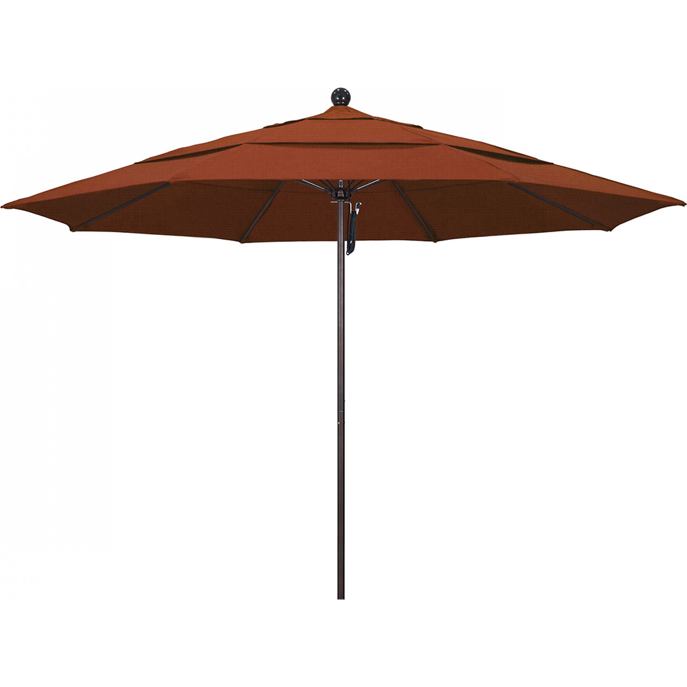 California Umbrella Patio Umbrella: 132" Dia, 11' High, Solution Dyed Polyester, Sunset, Aluminum & Fiberglass Frame - 194061357392