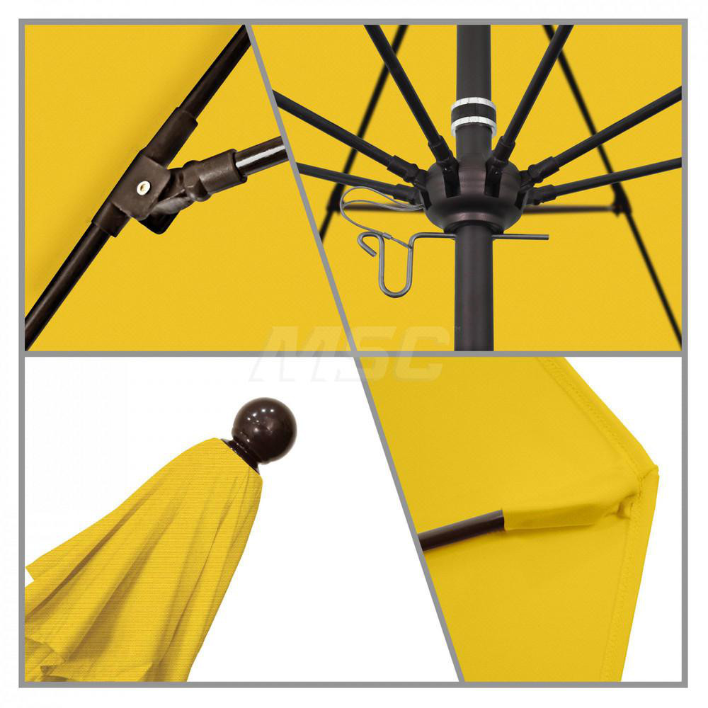 California Umbrella Patio Umbrella: 132" Dia, 11' High, Solution Dyed Polyester, Lemon Yellow, Aluminum & Fiberglass Frame - 194061357385