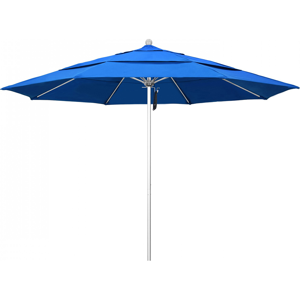 California Umbrella Patio Umbrella: 132" Dia, 11' High, Solution Dyed Polyester, Red, Aluminum & Fiberglass Frame - 194061357583
