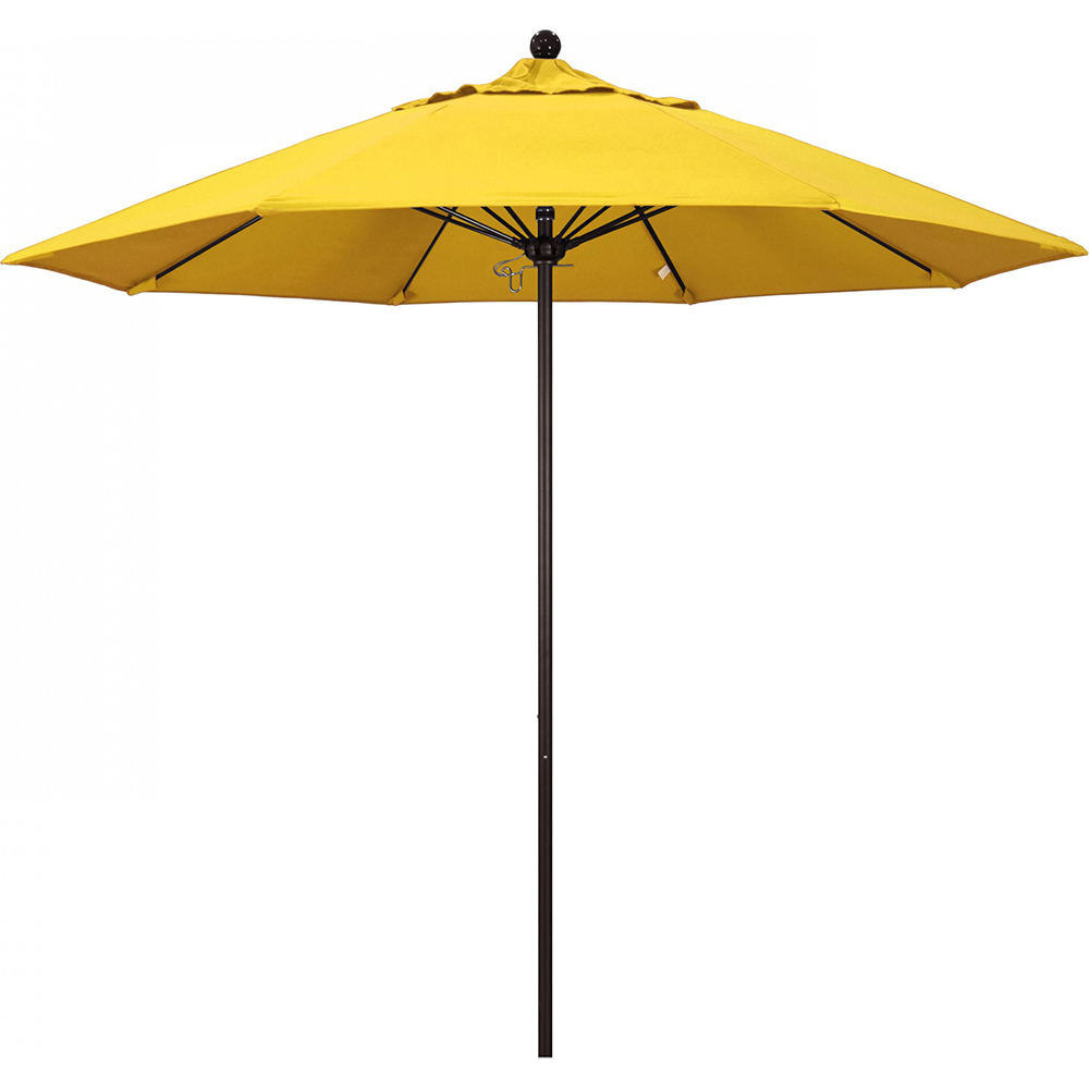 California Umbrella Patio Umbrella: 108" Dia, 9' High, Solution Dyed Polyester, Red, Aluminum & Fiberglass Frame - 194061358146