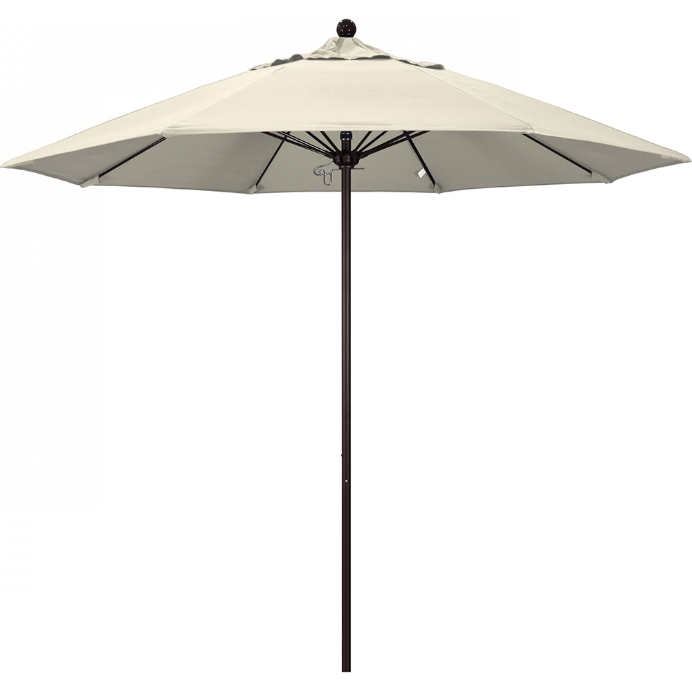 California Umbrella Patio Umbrella: 108" Dia, 9' High, Solution Dyed Polyester, Red, Aluminum & Fiberglass Frame - 194061358146