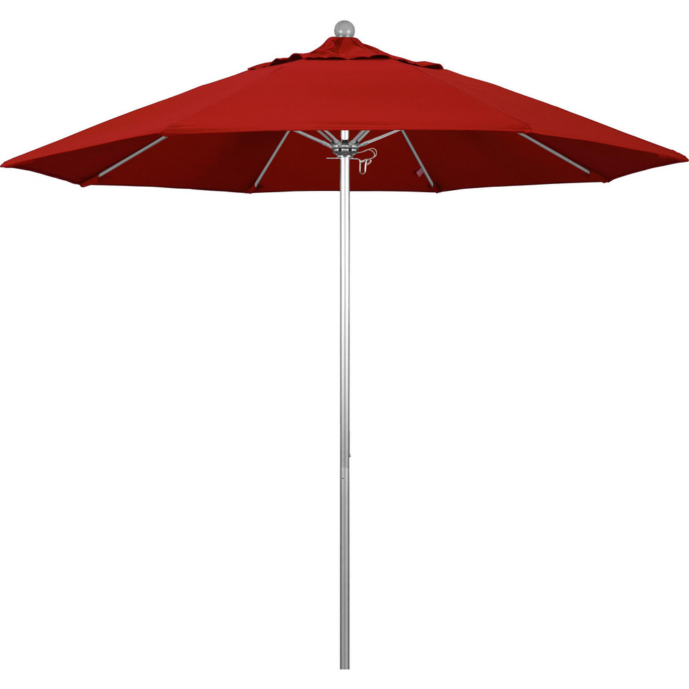 California Umbrella Patio Umbrella: 108" Dia, 8.583' High, Pacifica, Red, Aluminum Frame - 194061627594