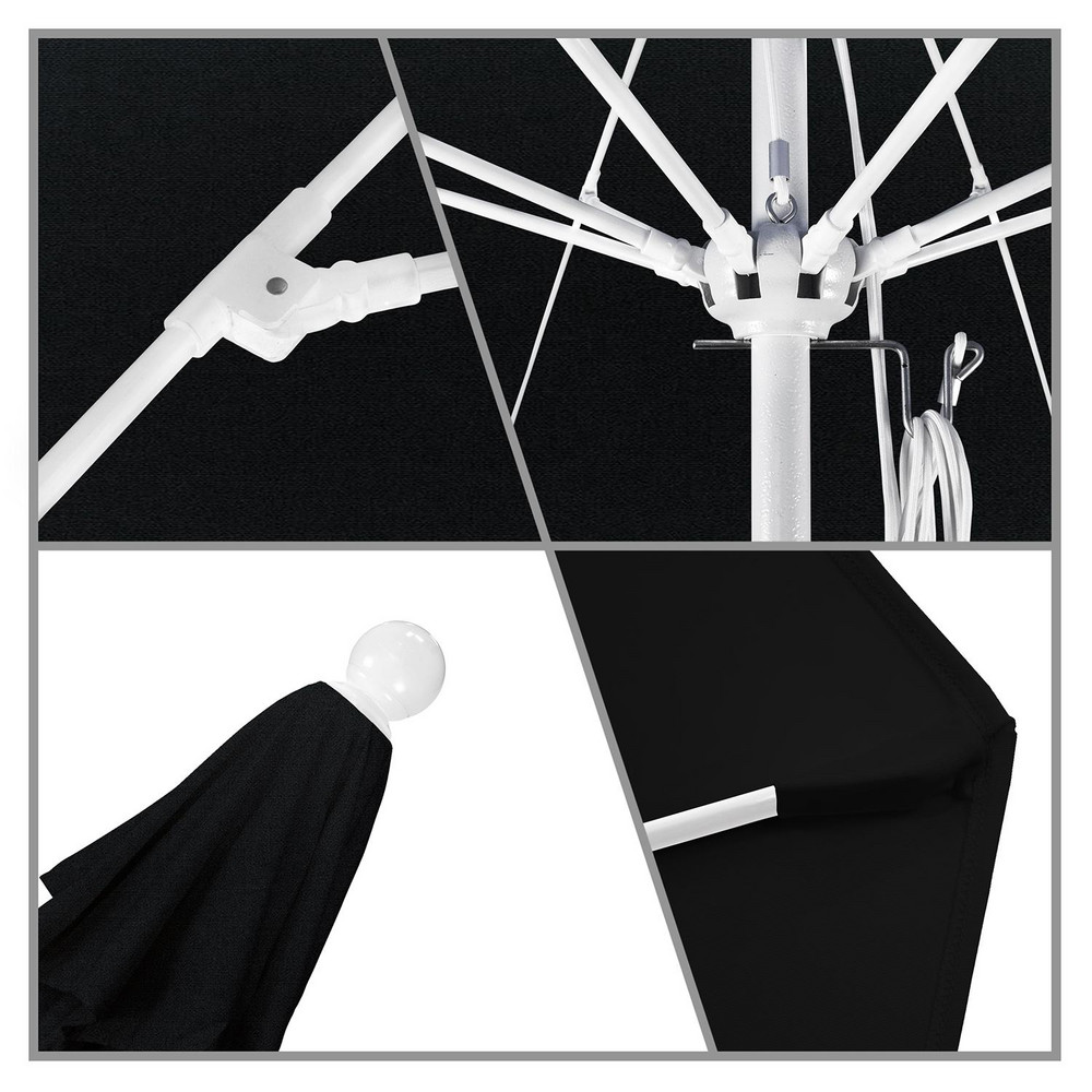 California Umbrella Patio Umbrella: 90" Dia, 8' High, Pacifica, Black, Aluminum Frame - 194061620601