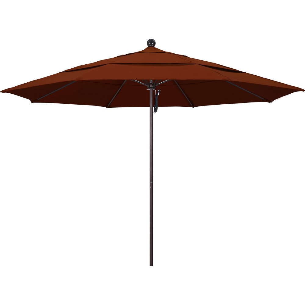 California Umbrella Patio Umbrella: 132" Dia, 8.917' High, Pacifica, Brick Red, Aluminum Frame - 194061619537