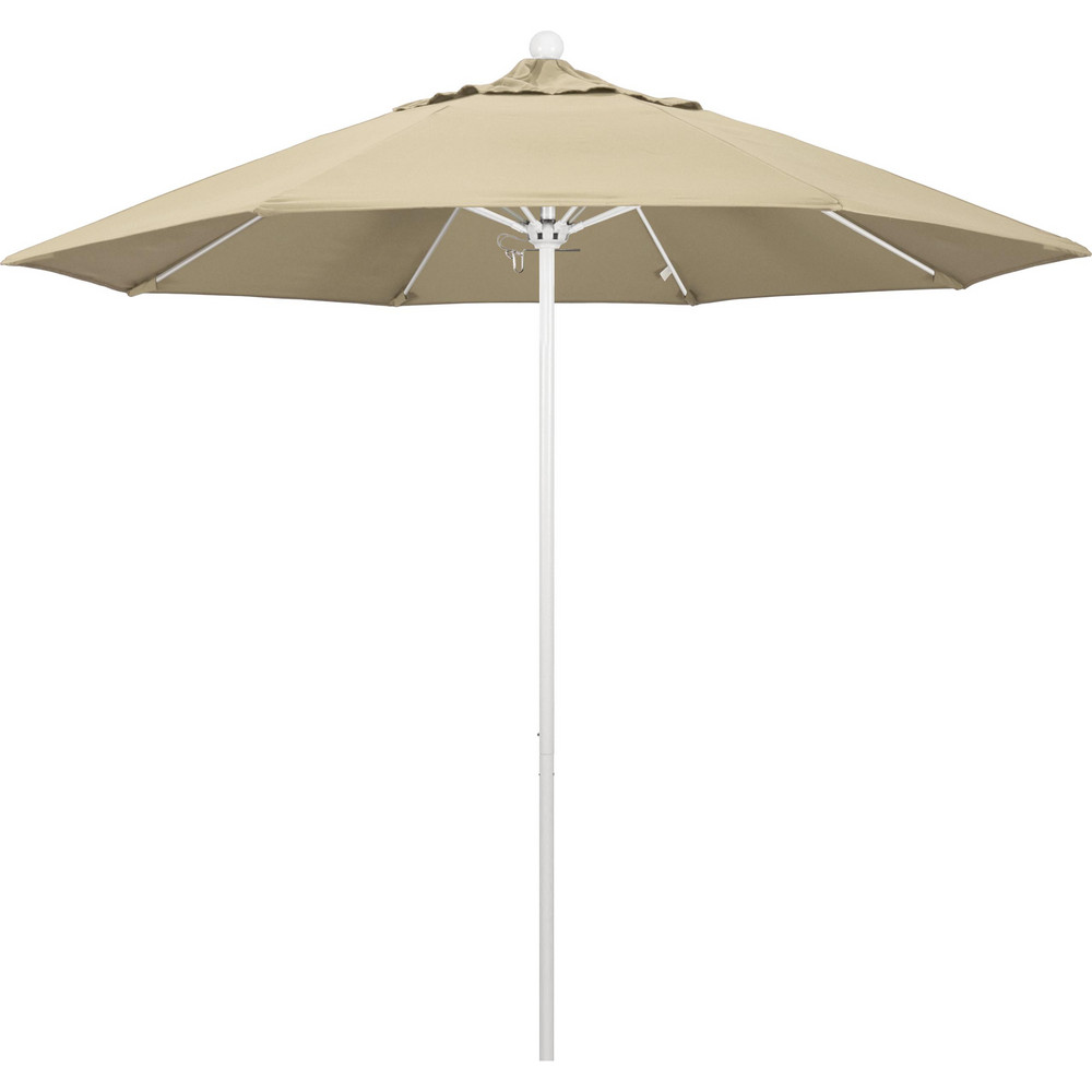 California Umbrella Patio Umbrella: 108" Dia, 8.583' High, Olefin, Beige, Aluminum Frame - 194061627266