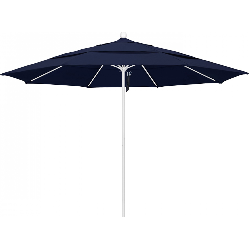 California Umbrella Patio Umbrella: 132" Dia, 11' High, Solution Dyed Polyester, Black, Aluminum & Fiberglass Frame - 194061357514