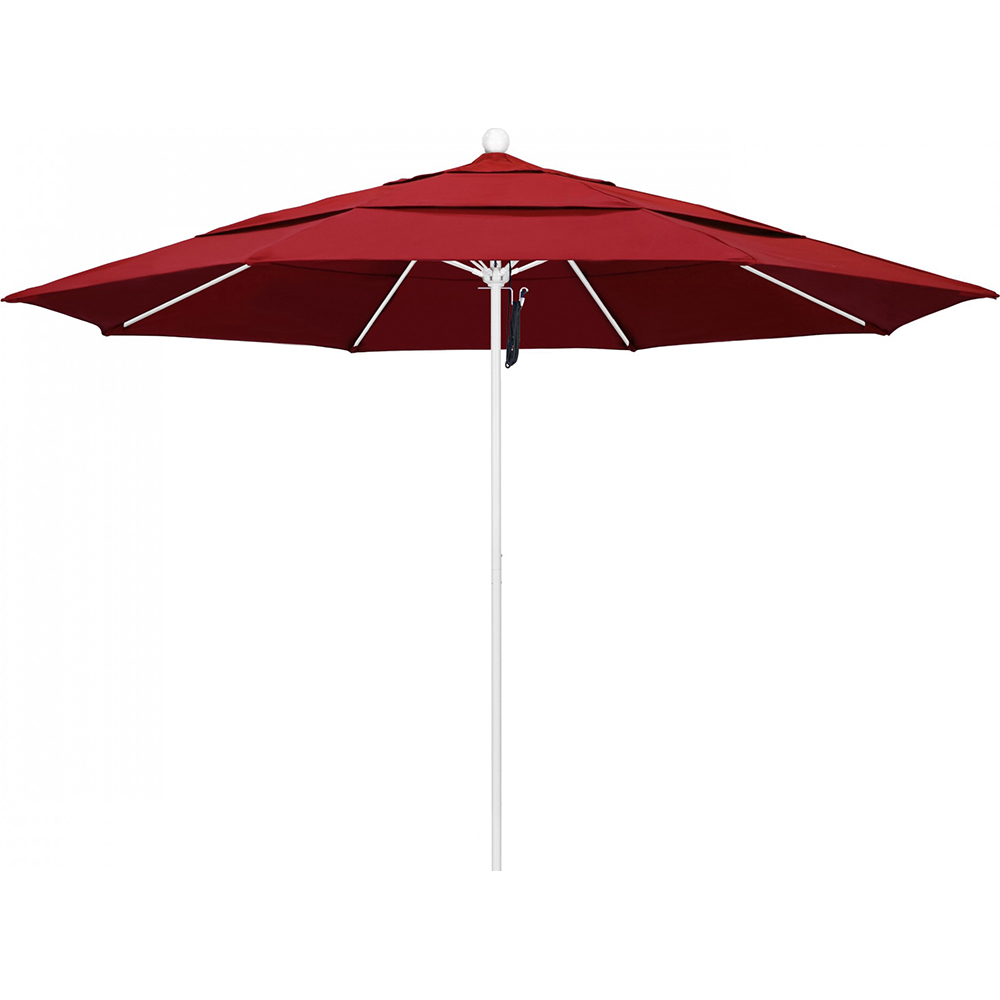 California Umbrella Patio Umbrella: 132" Dia, 11' High, Solution Dyed Polyester, Black, Aluminum & Fiberglass Frame - 194061357514