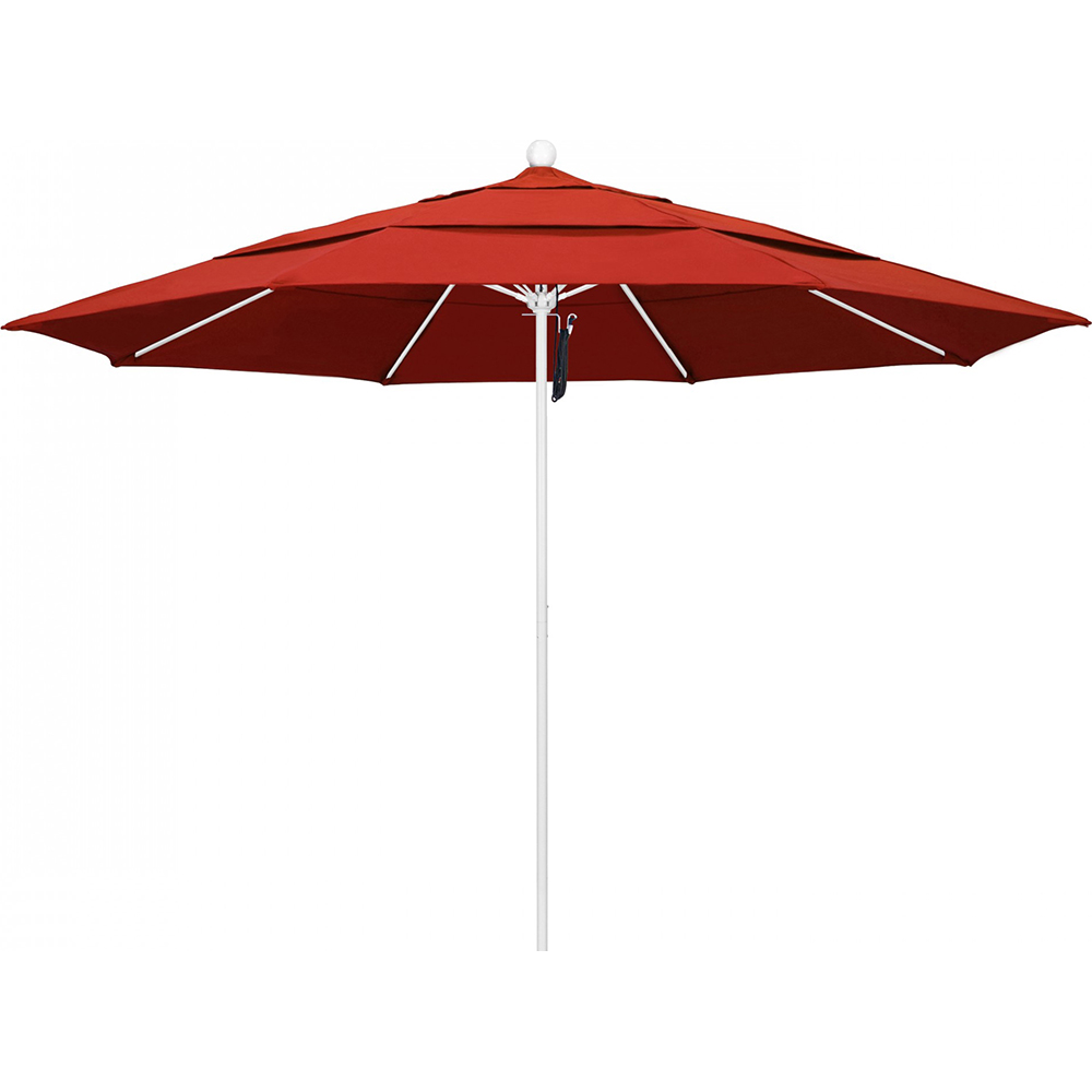 California Umbrella Patio Umbrella: 132" Dia, 11' High, Solution Dyed Polyester, Black, Aluminum & Fiberglass Frame - 194061357514