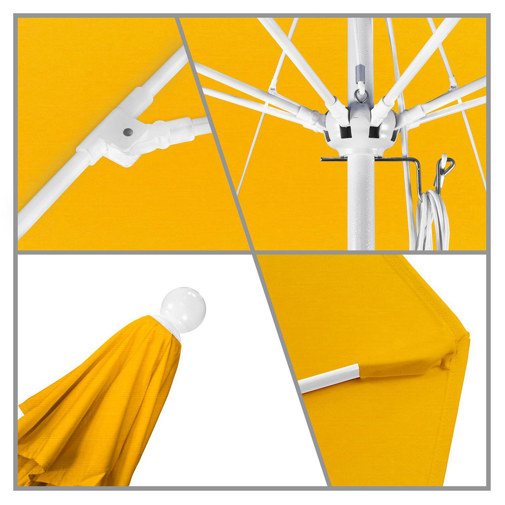 California Umbrella Patio Umbrella: 90" Dia, 8' High, Pacifica, Yellow, Aluminum Frame - 194061620748