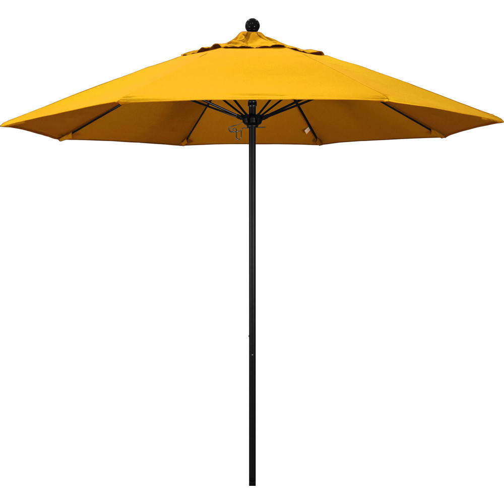 California Umbrella Patio Umbrella: 90" Dia, 8' High, Pacifica, Yellow, Aluminum Frame - 194061620748