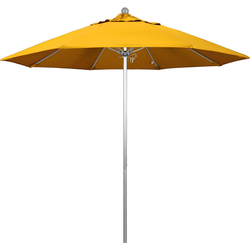 California Umbrella Patio Umbrella: 90" Dia, 8' High, Pacifica, Yellow, Aluminum Frame - 194061620748
