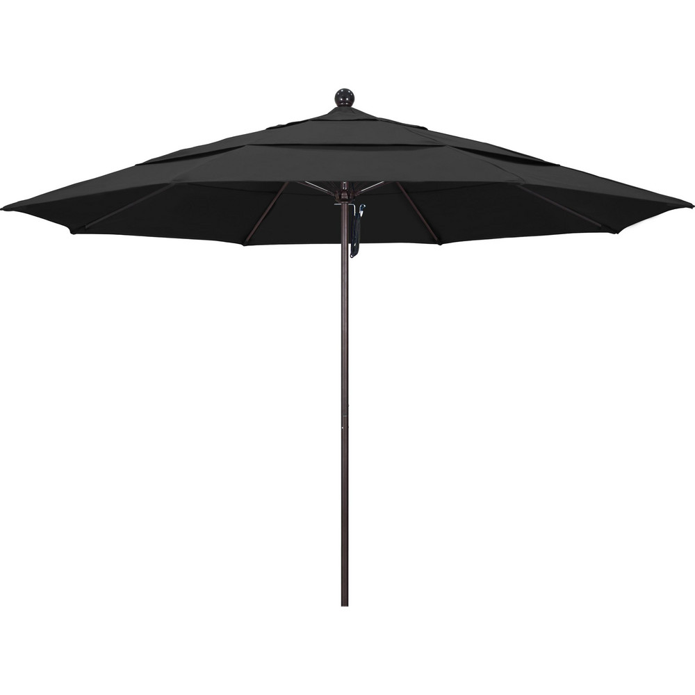 California Umbrella Patio Umbrella: 132" Dia, 8.917' High, Olefin, Black, Aluminum Frame - 194061619896