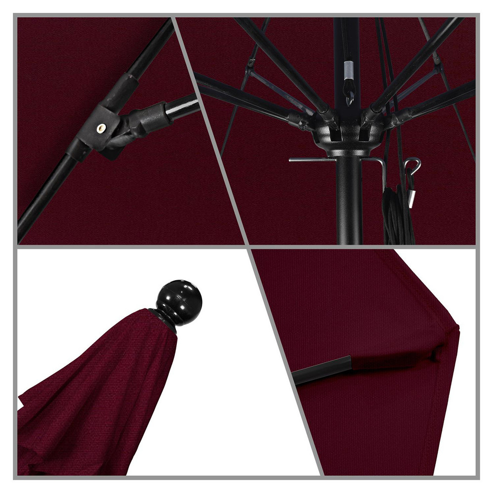 California Umbrella Patio Umbrella: 108" Dia, 8.583' High, Pacifica, Burgundy, Aluminum Frame - 194061627693