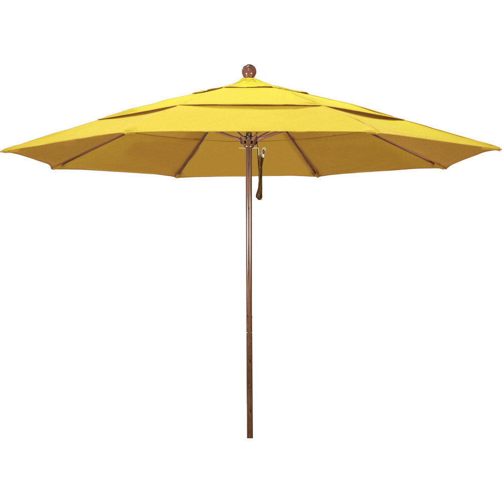 California Umbrella Patio Umbrella: 132" Dia, 8.917' High, Olefin, Lemon Yellow, Aluminum Frame - 194061619865