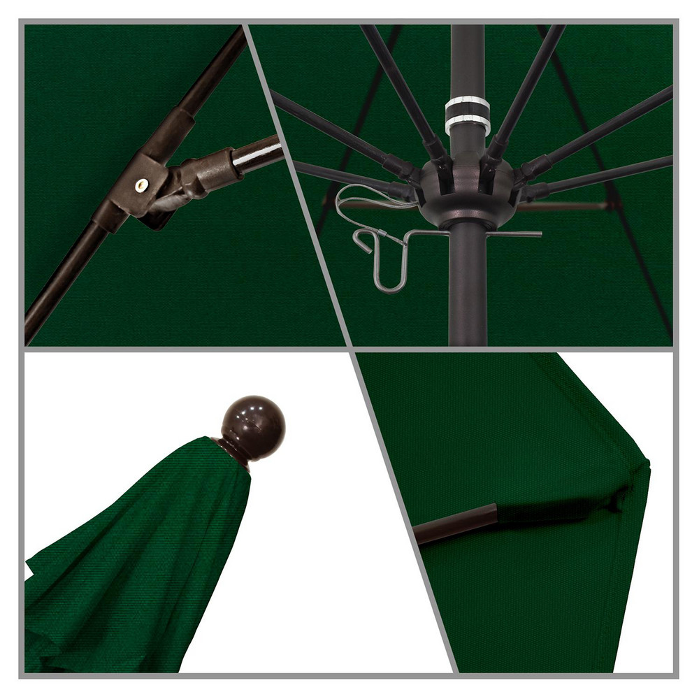 California Umbrella Patio Umbrella: 132" Dia, 8.917' High, Pacifica, Hunter Green, Aluminum Frame - 194061619346