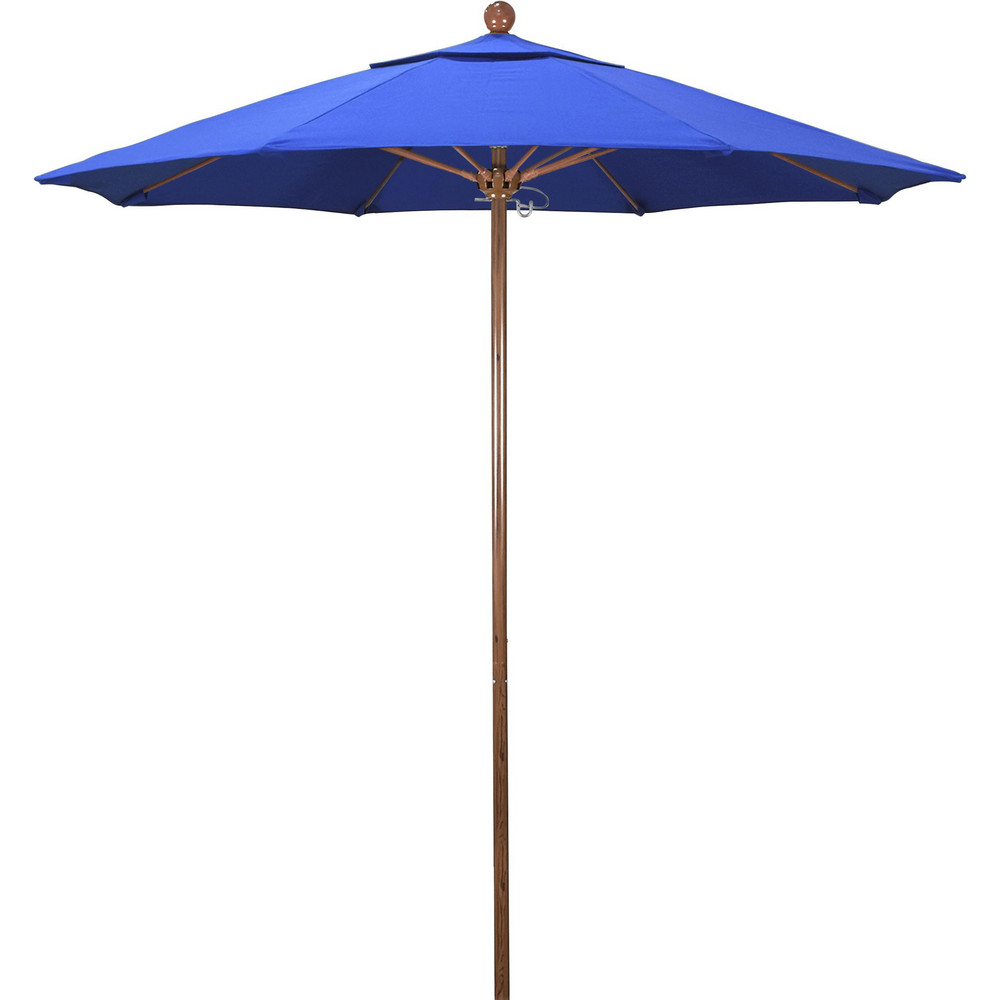 California Umbrella Patio Umbrella: 90" Dia, 8' High, Olefin, Royal Blue, Aluminum Frame - 194061620779