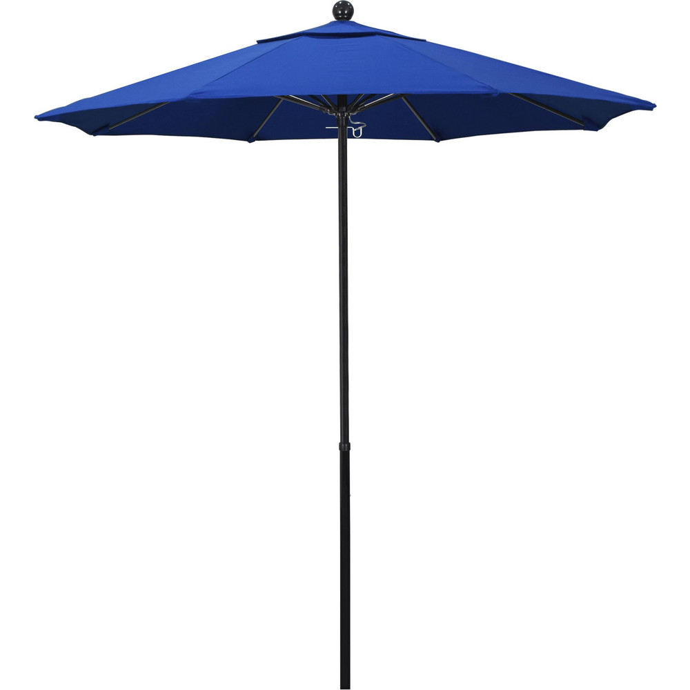 California Umbrella Patio Umbrella: 90" Dia, 8' High, Olefin, Royal Blue, Aluminum Frame - 194061620779