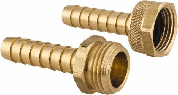 Dixon Valve & Coupling Garden Hose Fitting: 1" Hose, Long Shank Male/Female Set, 1" NH, Brass - MSC5951616K