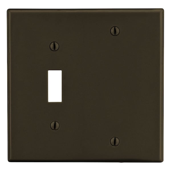 Hubbell Wiring Device-Kellems Wallplate, Mid-Size 2-Gang, 1) Toggle 1) Box Mount Blank, Brown - PJ113