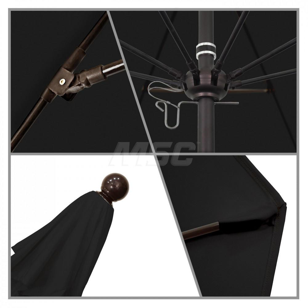 California Umbrella Patio Umbrella: 132" Dia, 11' High, Solution Dyed Polyester, Black, Aluminum & Fiberglass Frame - 194061357408