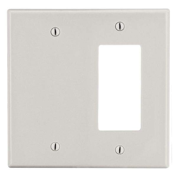 Hubbell Wiring Device-Kellems Wallplate, Mid-Size 2-Gang, 1) Decorator 1) Box Mount Blank, Light Almond - PJ1326LA
