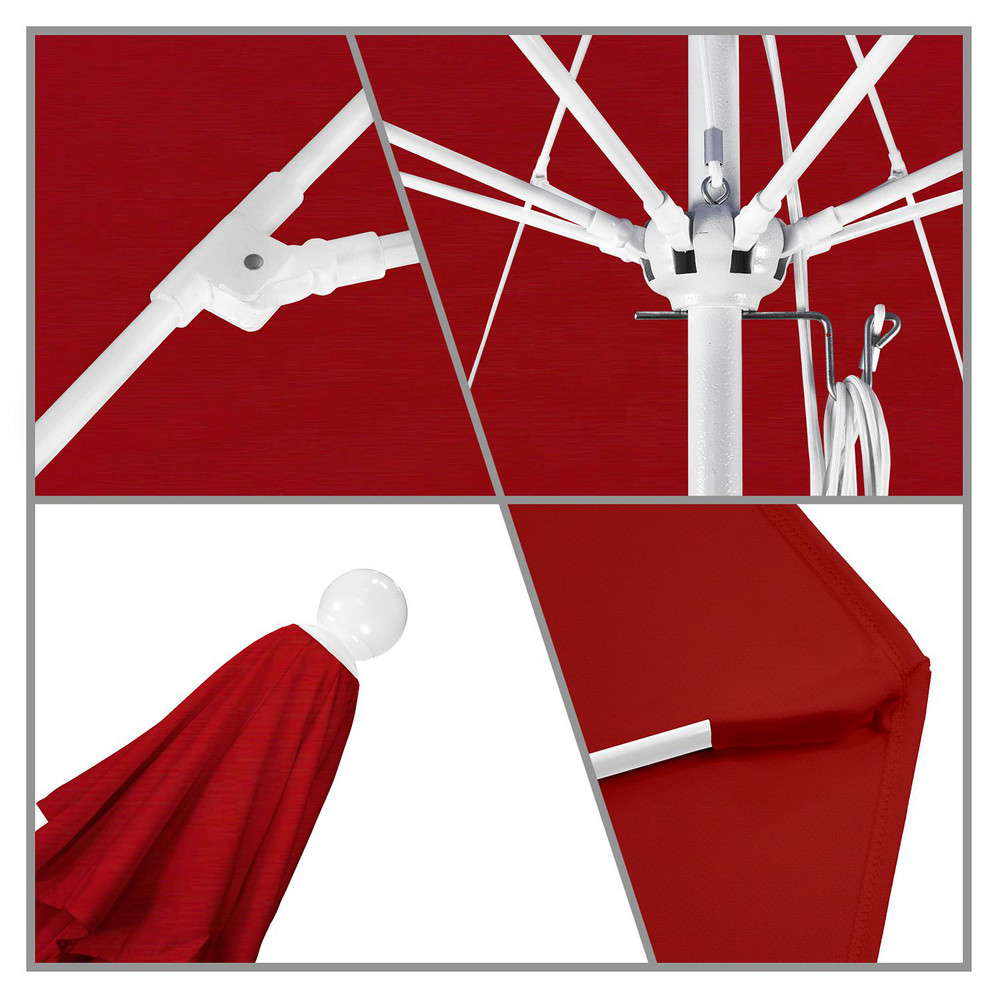 California Umbrella Patio Umbrella: 132" Dia, 8.917' High, Pacifica, Red, Aluminum Frame - 194061619414