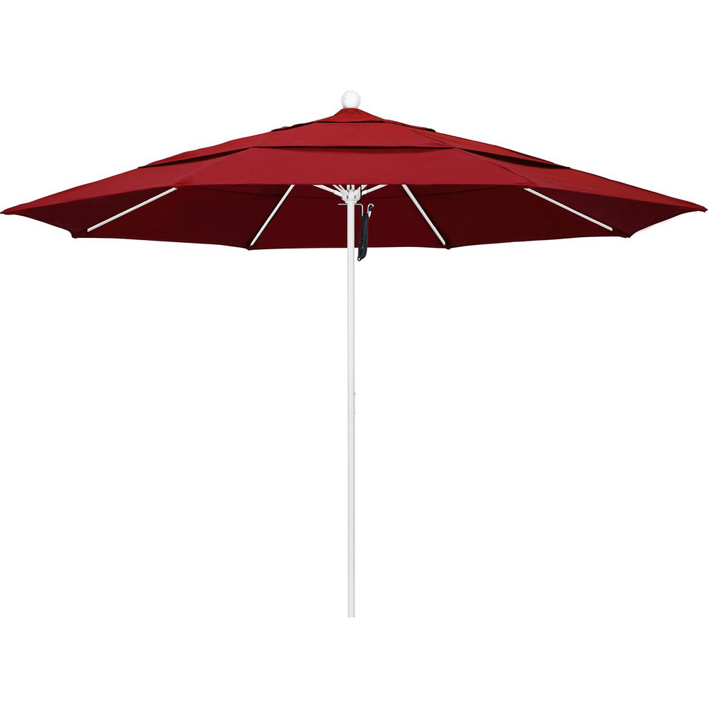 California Umbrella Patio Umbrella: 132" Dia, 8.917' High, Pacifica, Red, Aluminum Frame - 194061619414