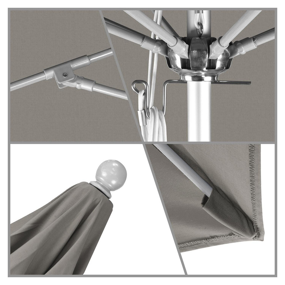 California Umbrella Patio Umbrella: 90" Dia, 8' High, Pacifica, Taupe, Aluminum Frame - 194061620359