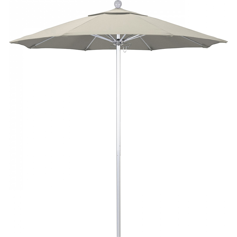 California Umbrella Patio Umbrella: 90" Dia, 7.5' High, Solution Dyed Acrylic, Antique Beige, Aluminum & Fiberglass Frame - 194061358832