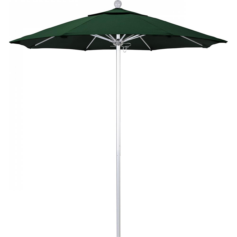 California Umbrella Patio Umbrella: 90" Dia, 7.5' High, Solution Dyed Polyester, Hunter Green, Aluminum & Fiberglass Frame - 194061357675