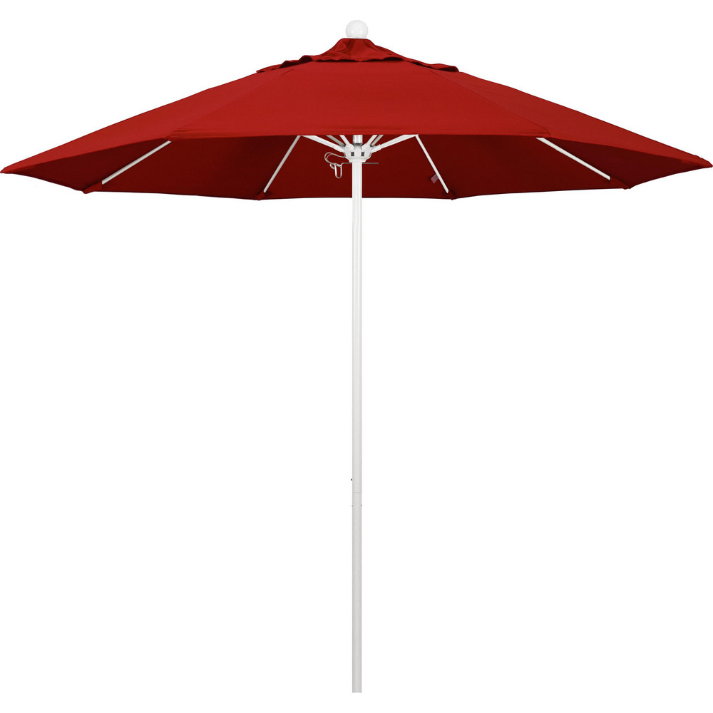 California Umbrella Patio Umbrella: 90" Dia, 8' High, Pacifica, Red, Aluminum Frame - 194061620588
