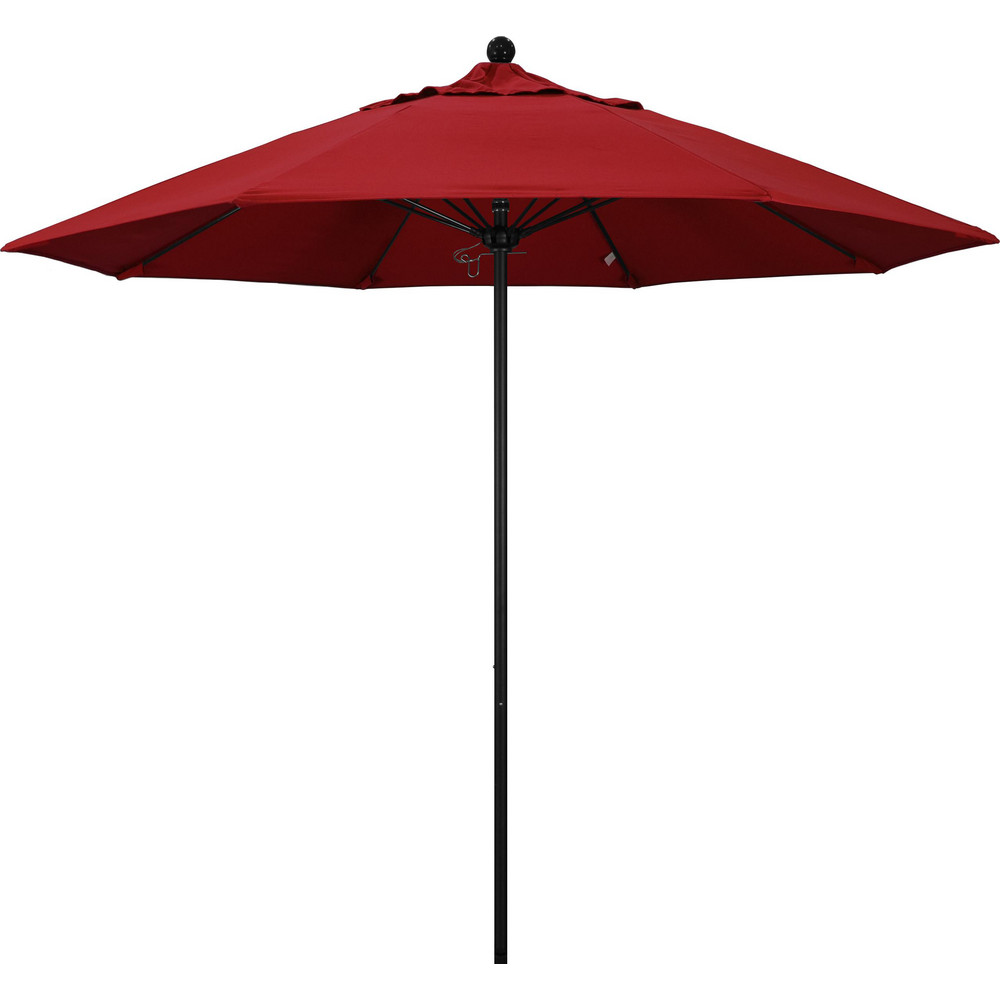 California Umbrella Patio Umbrella: 90" Dia, 8' High, Pacifica, Red, Aluminum Frame - 194061620588