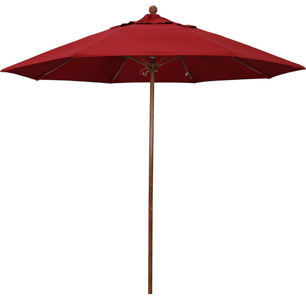 California Umbrella Patio Umbrella: 90" Dia, 8' High, Pacifica, Red, Aluminum Frame - 194061620588