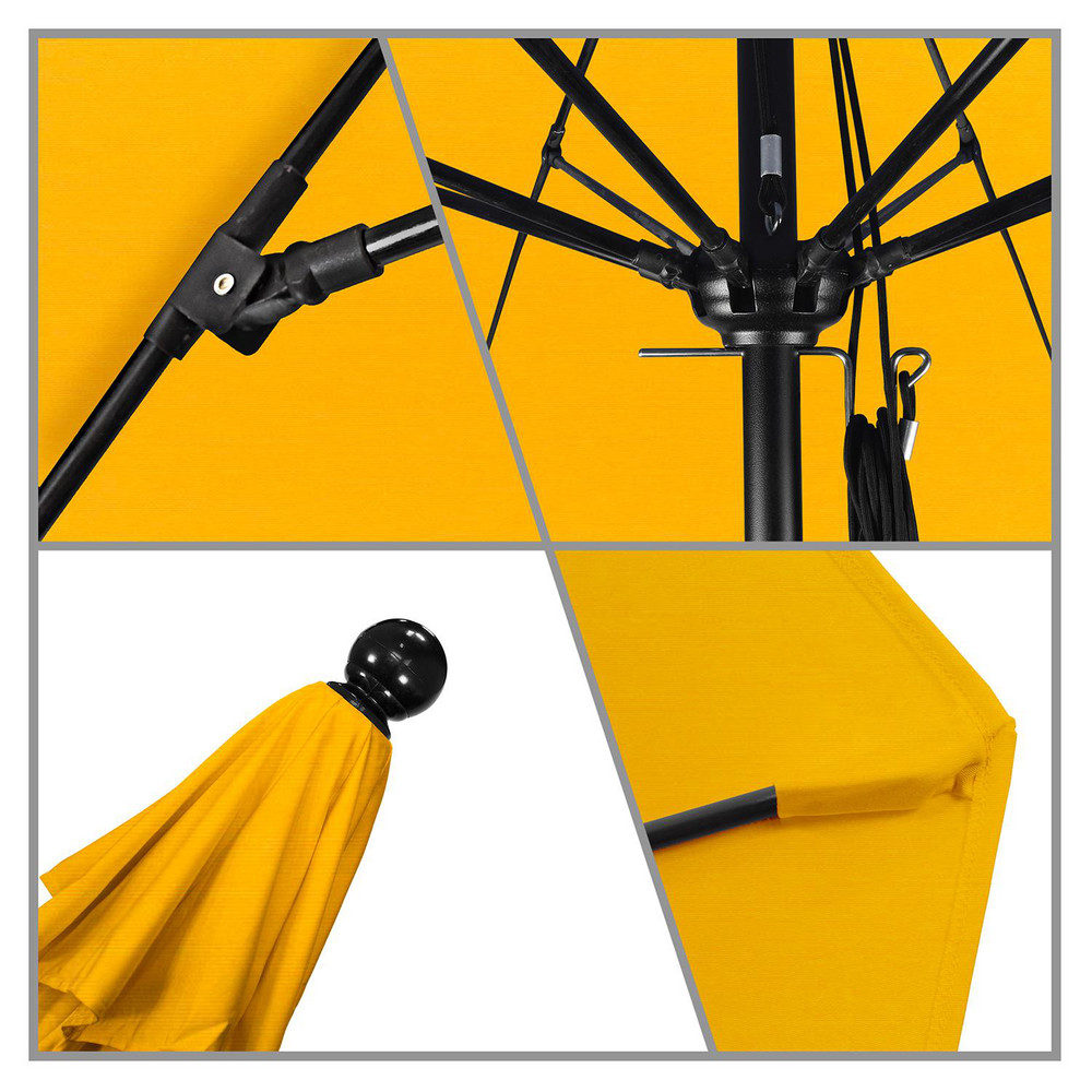 California Umbrella Patio Umbrella: 132" Dia, 8.917' High, Pacifica, Yellow, Aluminum Frame - 194061619179