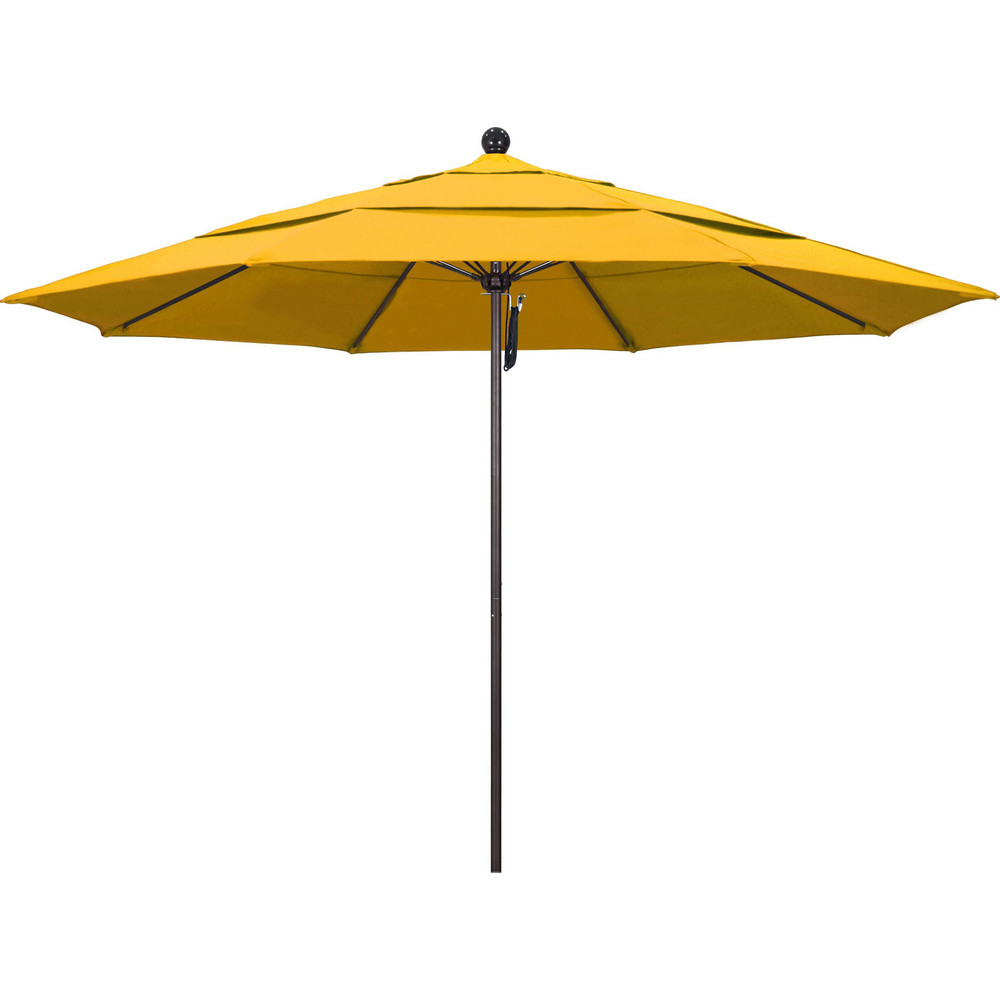 California Umbrella Patio Umbrella: 132" Dia, 8.917' High, Pacifica, Yellow, Aluminum Frame - 194061619179