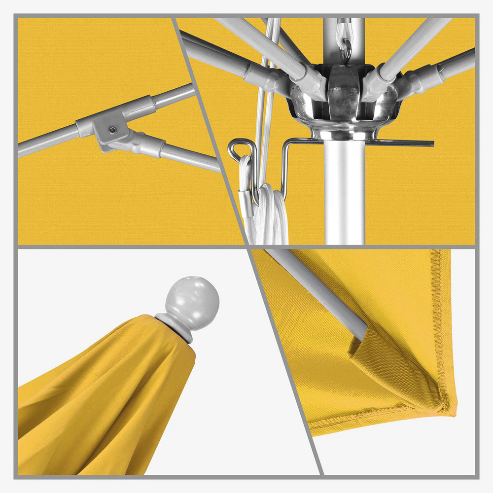 California Umbrella Patio Umbrella: 132" Dia, 8.917' High, Pacifica, Yellow, Aluminum Frame - 194061619179