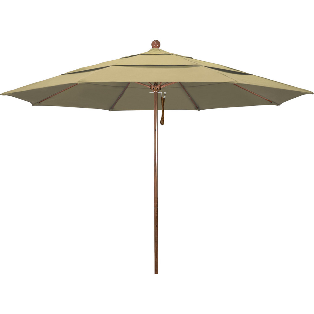 California Umbrella Patio Umbrella: 132" Dia, 8.917' High, Olefin, White, Aluminum Frame - 194061619810