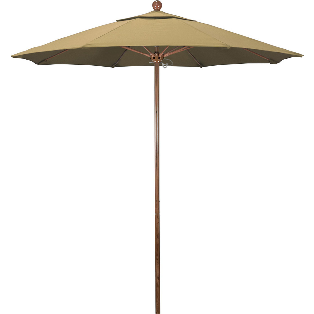California Umbrella Patio Umbrella: 90" Dia, 8' High, Olefin, Champagne, Aluminum Frame - 194061620885