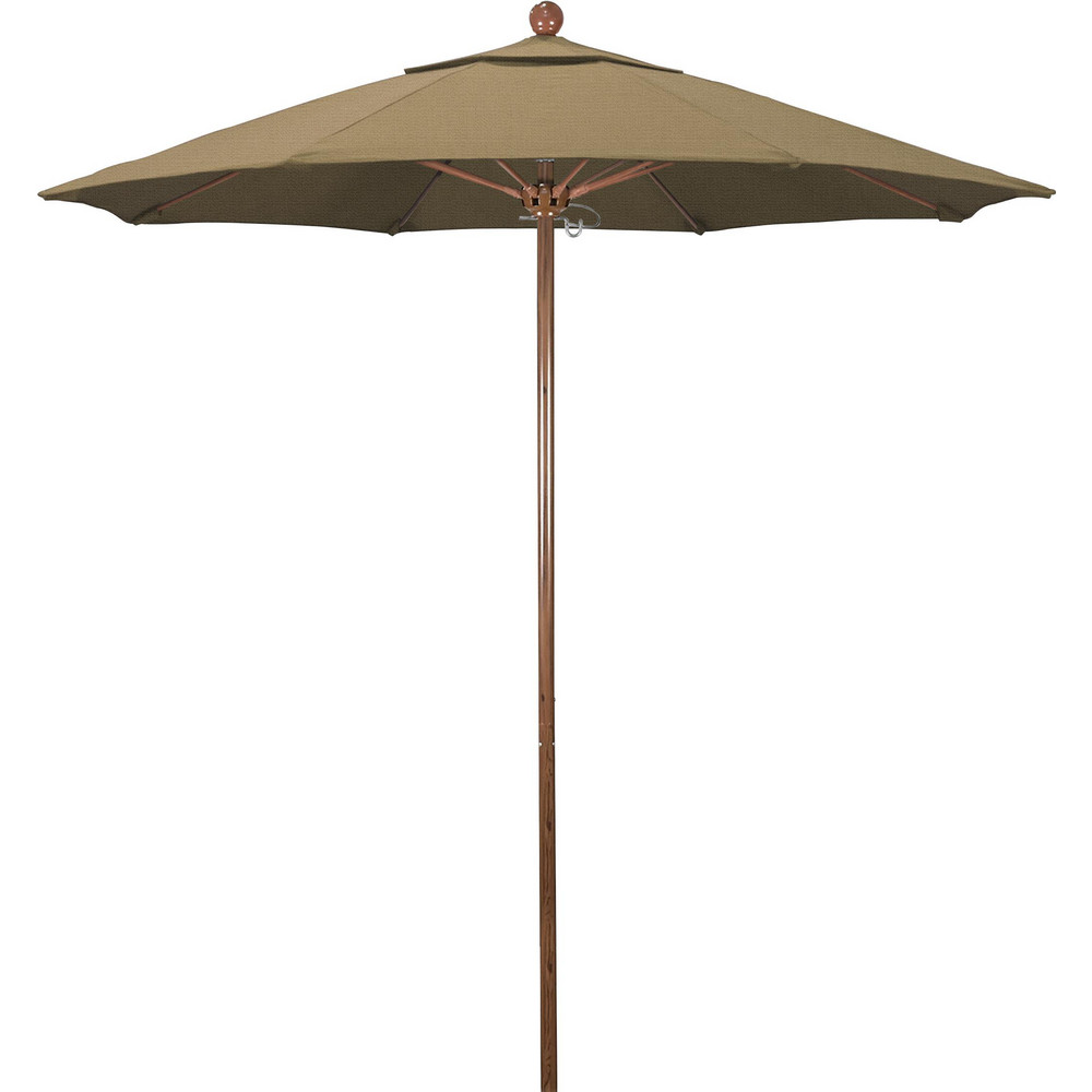 California Umbrella Patio Umbrella: 90" Dia, 8' High, Olefin, Champagne, Aluminum Frame - 194061620885