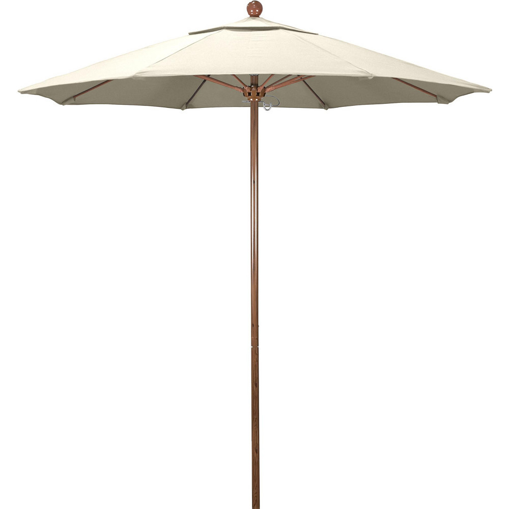 California Umbrella Patio Umbrella: 90" Dia, 8' High, Olefin, Champagne, Aluminum Frame - 194061620885